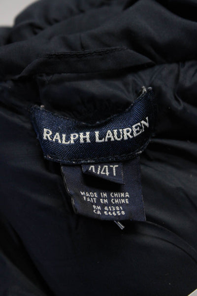 Ralph Lauren Blue Label Boys Front Zip Down Quilted Hooded Puffer Jacket Blue 4