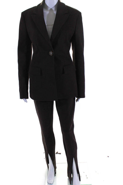 The Attico Womens Single Button Pointed Lapel Pants Suit Brown
