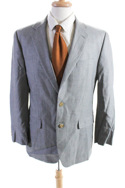 Ralph Ralph Lauren Mens Wool Striped Textured Buttoned Blazer Gray Size EUR40