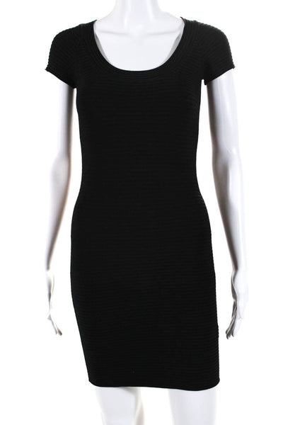 Alexander Wang Women's Scoop Neck Short Sleeve Bodycon Mini Dress Black Size S