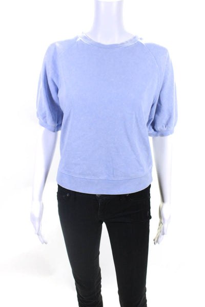 Rails Women's Acid Wash Short Sleeve Crewneck Sweatshirt Blue Size