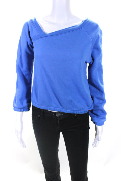 Philanthropy Women's Off Shoulder Cotton Pullover Sweatshirt Blue Size XS