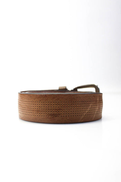 Berge Uomo Mens Perforated Leather Medium Width Belt Brown Size 38