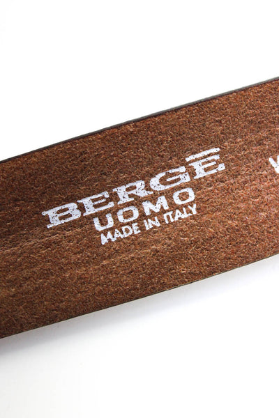 Berge Uomo Mens Perforated Leather Medium Width Belt Brown Size 38