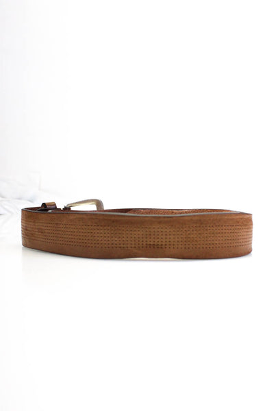 Berge Uomo Mens Classic Medium Width Perforated Belt Leather Brown Size 38