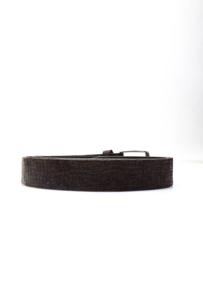 Berge Uomo Mens Classic Medium Width Textured Leather Belt Dark Brown Size 44