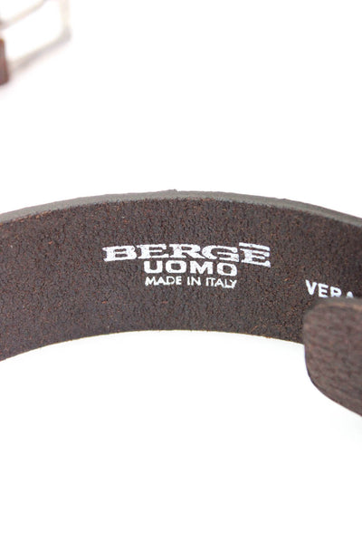 Berge Uomo Mens Classic Medium Width Textured Leather Belt Dark Brown Size 44