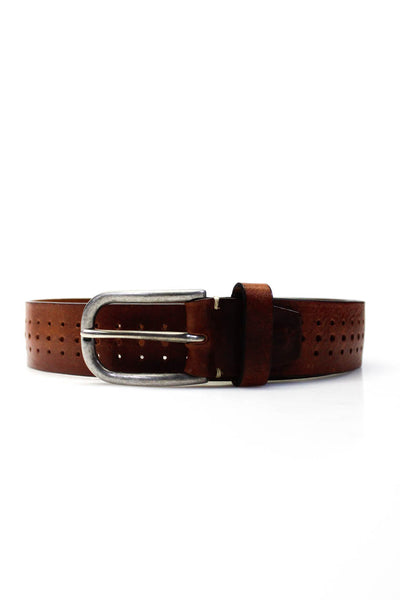 Berge Uomo Mens Perforated Leather Medium Width Belt Brown Size 34