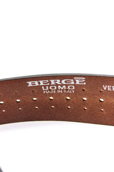 Berge Uomo Mens Perforated Leather Medium Width Belt Brown Size 34