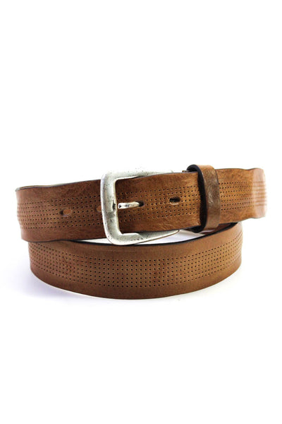 Berge Uomo Mens Classic Perforated Leather Medium Width Belt Brown Size 36