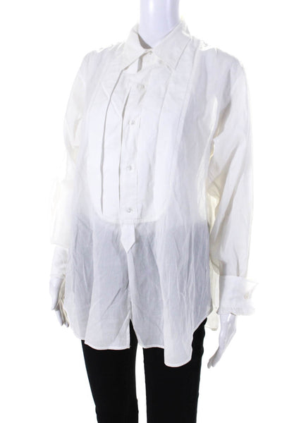 Ralph Lauren Blue Label Womens Button Front Collared Shirt White Cotton Size 14