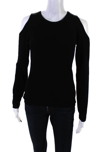 Autumn Cashmere Women's Cold Shoulder Long Sleeves Blouse Black Size M
