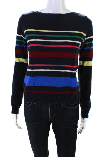 Autumn Cashmere Women's Crewneck Long Sleeves Blue Stripe Sweater  Size XS