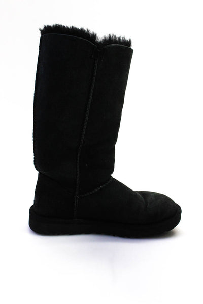 Ugg Women's Suede Shearling Lined Bailey Button Triplet Boots Black Size 7