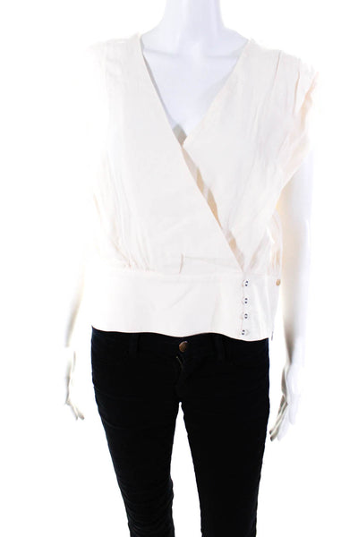 Scotch & Soda Womens Side Zip Sleeveless V Neck Cropped Top White Size Large