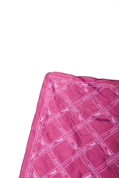 Longchamp Womens Silk Square Pocket Scarf Pink