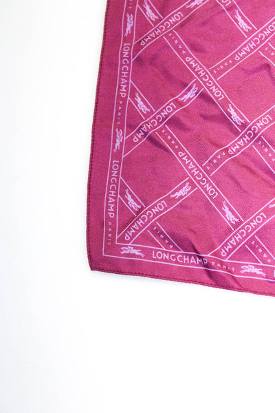 Longchamp Womens Silk Square Pocket Scarf Pink