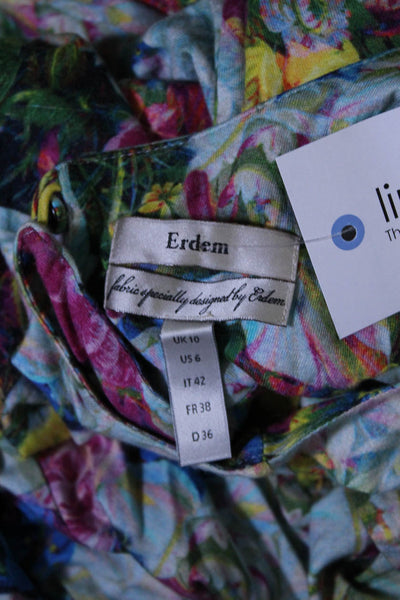 Erdem Womens Floral Sleeveless Crew Neck Jersey A Line Dress Multicolor Size 6