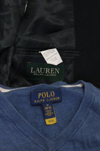 Polo Ralph Lauren Boys' Cotton V-Neck Long Sleeve Knit Top Blue Size M 10, Lot 2