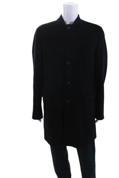 Loro Piana Mens Wool Buttoned Zipped Collared Long Sleeve Coat Black Size EUR40