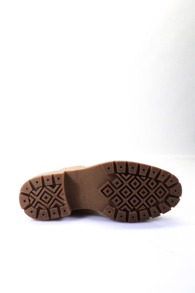 Aquazzura Women's Leather Platform Mid-Calf Boots Brown Size 6