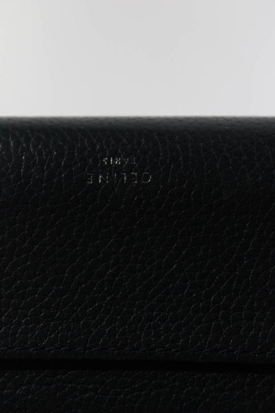 Celine Womens Leather Snap Long Continental Wallet Navy Blue