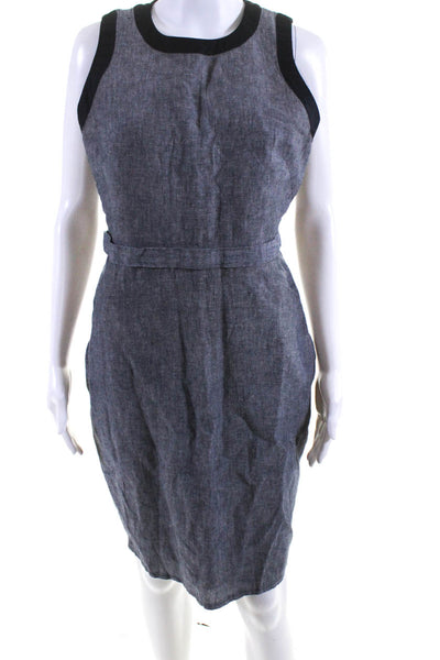 Tahari Women's Round Neck Sleeveless A-Line Midi Dress Gray Size S