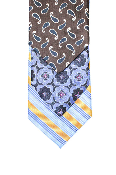 Allea Milano Mens Silk Floral Print Ties Neckties Navy Size OS Lot 3