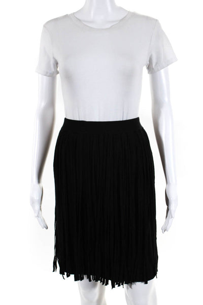 Neiman Marcus Womens Cotton Knit Tassel Overlay Short A-line Skirt Black Size L