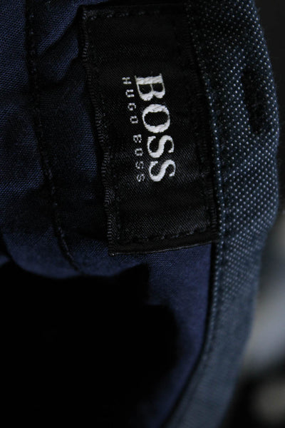Boss Hugo Boss Mens Cotton Button Textured Straight Dress Pants Blue Size EUR40