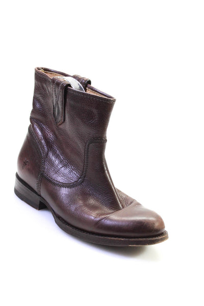 Frye Womens Leather Pull On Western Ankle Boots Brown Size 6 B