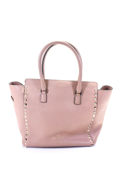 Valentino Garavani Women's Leather Studded Top Handle Bag Light Pink Size M