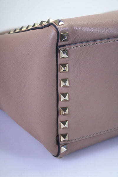 Valentino Garavani Women's Leather Studded Top Handle Bag Light Pink Size M