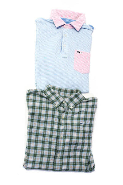 Vineyard Vines Juniors Boys Plaid Stripe Polo Button Up Shirt Medium XL Lot 2