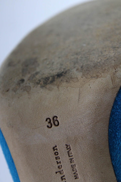 Rupert Sanderson Womens Stiletto Colorblock Sandals Gray Pink Blue Suede Size 36