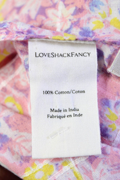 Love Shack Fancy Womens Floral Print Light Weight Scarf  Pink Cotton
