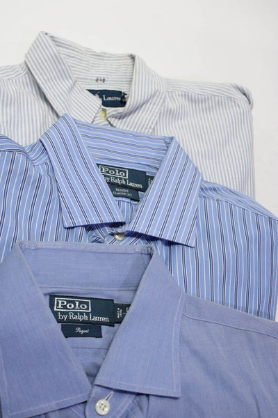 Polo Ralph Lauren Mens Dress Shirts Blue Size 17 43 34/35 16 32/33 Lot 3
