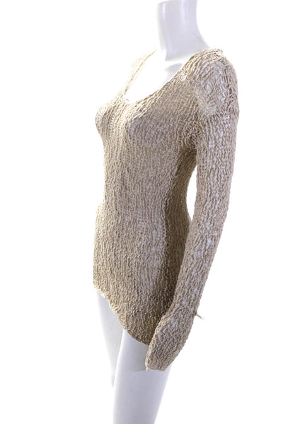 Remain Women's Long Sleeve Open Knit Coverup Dress Beige Size S
