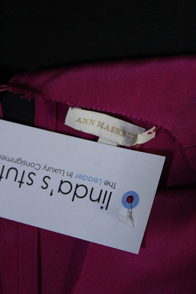 Ann Mashburn Womens Silk Back Button Keyhole Long Sleeve Tied Blouse Pink Size M
