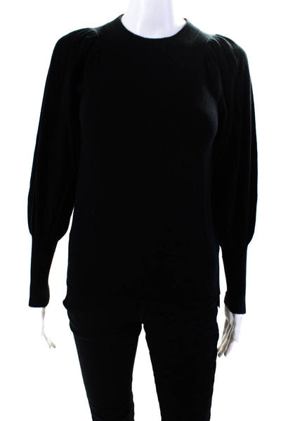Apiece Apart Womens Dolan Sleeve Crew Neck Knit Sweatshirt Black Cotton Size XS