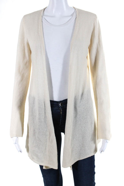 Minnie Rose Womens Cashmere Knit Long Sleeve Open Sweater Cardigan Ivory Size S