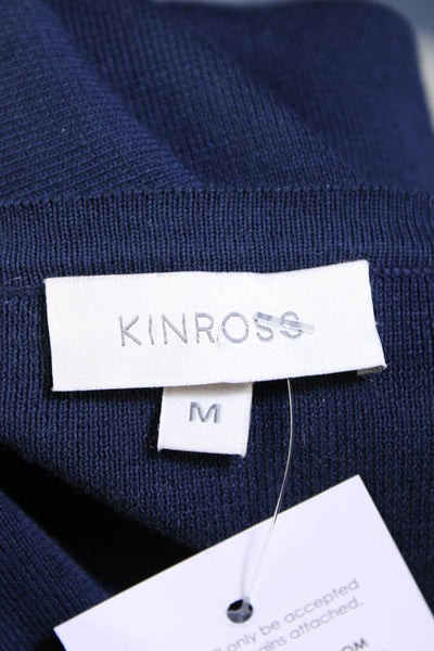 Kinross Womens Cotton Knit Colorblock 3/4 Split Sleeve Top Blue White Size M