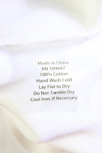 Kinross Womens Cotton Knit Colorblock 3/4 Split Sleeve Top Blue White Size M