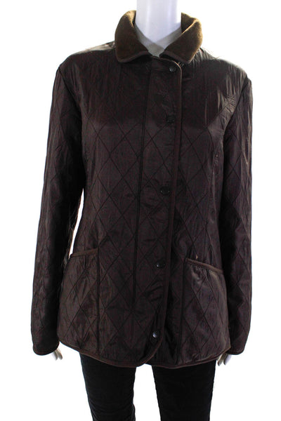 Barbour Womens Lightweight Collared Long Sleeve Zip Up Jacket Brown Size 8