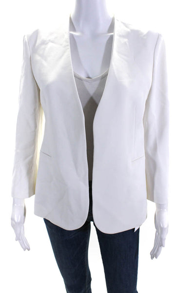 Theory Womens Open Front Lindraya Admiral Crepe Jacket White Size 8