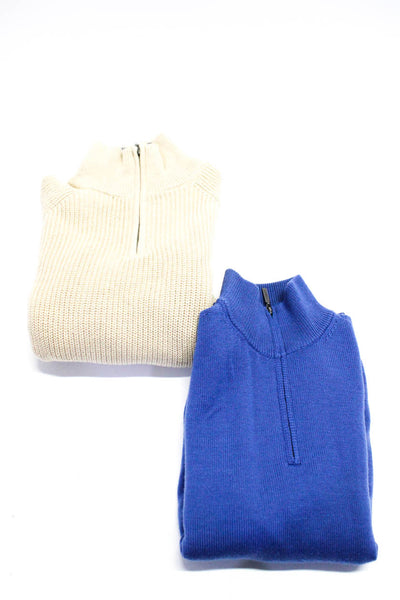 Jeremy Argyle Men's Cotton Blend High Neck Half Zip Sweater Beige Size S Lot 2