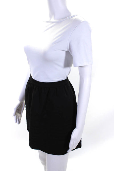 Maje Womens Solid Black Side Pockets Zip Back Mini A-Line Skirt Size 34