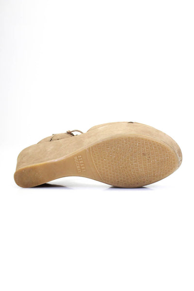 Stuart Weitzman Womens Open Toe Ankle Strap Platform Sandals Beige Size 6.5M