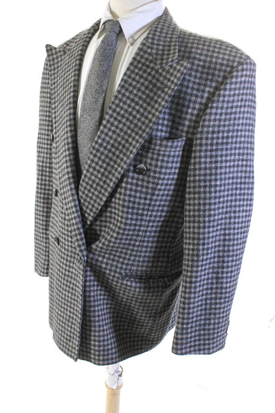 Adolfo Couture Mens Gray Printed Double Breasted Long Sleeve Coat Size 42