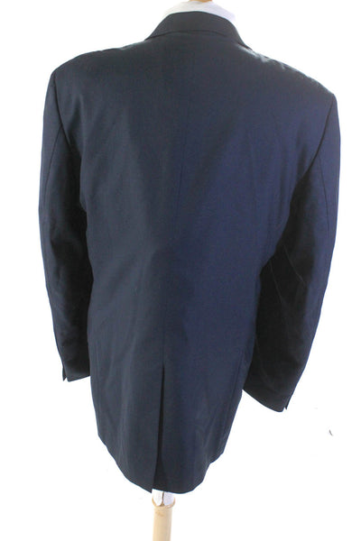 Michael Michael Kors Mens Navy Blue Wool Two Button Long Sleeve Blazer Size 44R